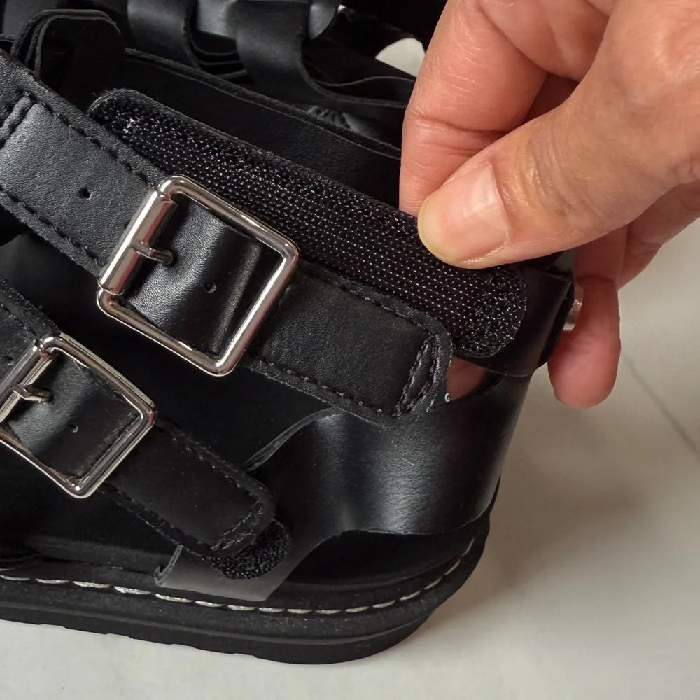Black Chunky Sandals with Buckles - Picture 3 of 8